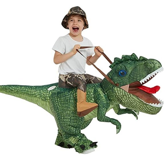 Inflatable Costume Dinosaur Riding T Rex Air Blow up Funny Halloween Costume - Picture 4 of 6